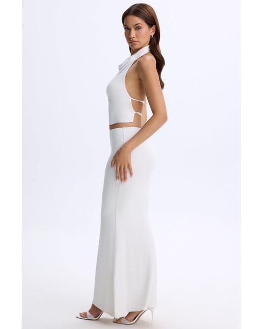 Oh Polly White Modal Low-Rise Maxi Skirt