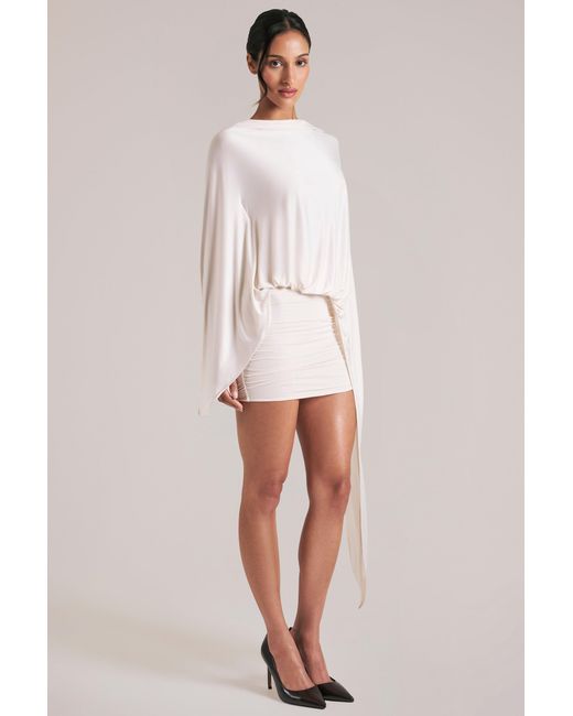 Oh Polly White Draped Cape Mini Dress