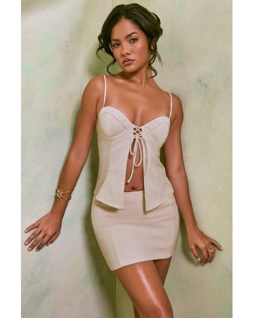 Oh Polly White Mid Rise Linen Mini Skirt