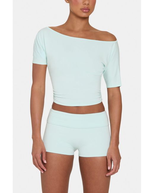 BO+TEE Green Buttercloud Mini Foldover Shorts