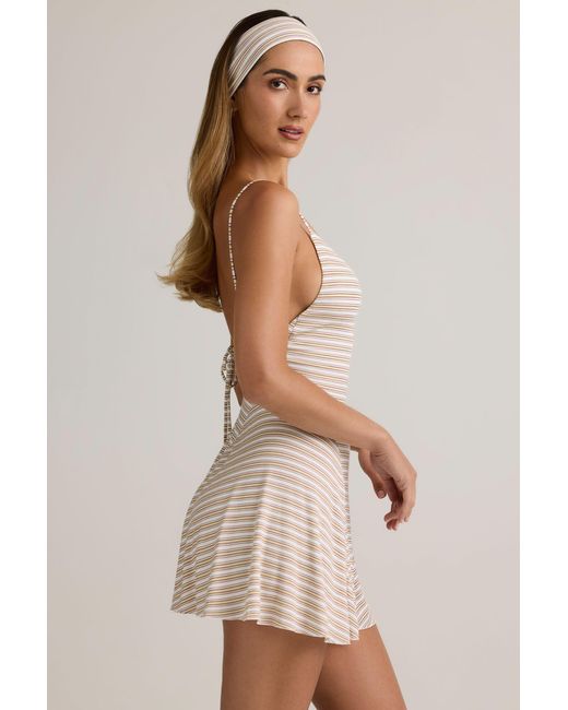 Oh Polly Multicolor Modal Ribbed Tie-Back A-Line Mini Dress