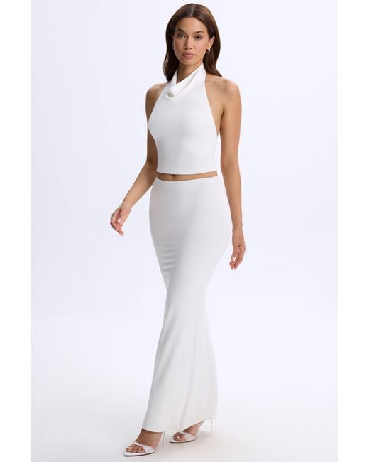 Oh Polly White Modal Low-Rise Maxi Skirt