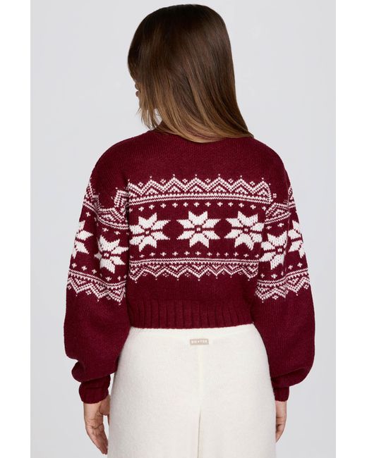 BO+TEE Red Jacquard-Knit Cropped Jumper