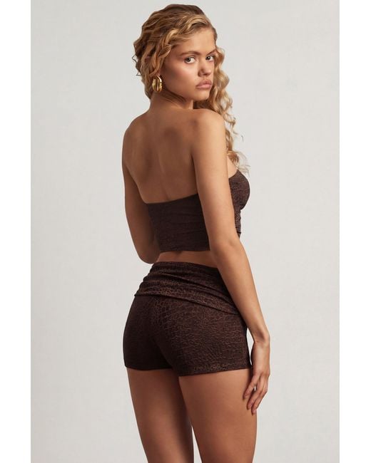 Oh Polly Brown Mid-Rise Shorts