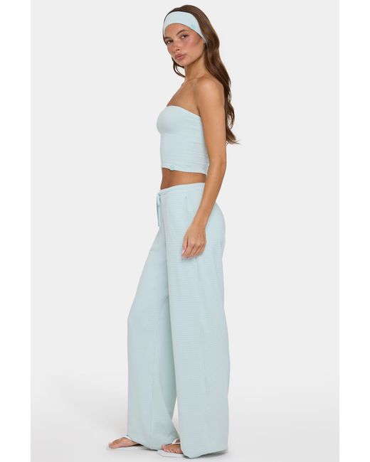 BO+TEE Green Ribbed Jersey Low-Rise Trousers