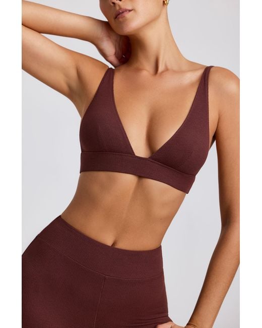 Oh Polly Brown Ribbed Modal Triangle Bralette