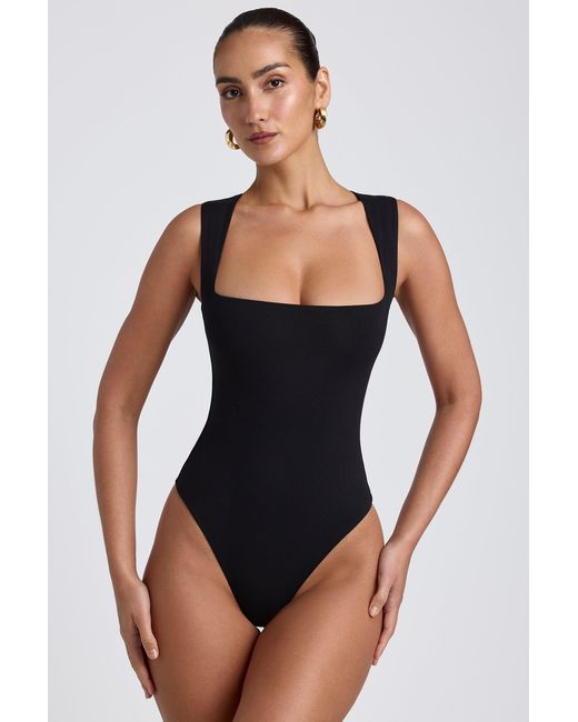 Oh Polly Black Modal Square-Neck Bodysuit