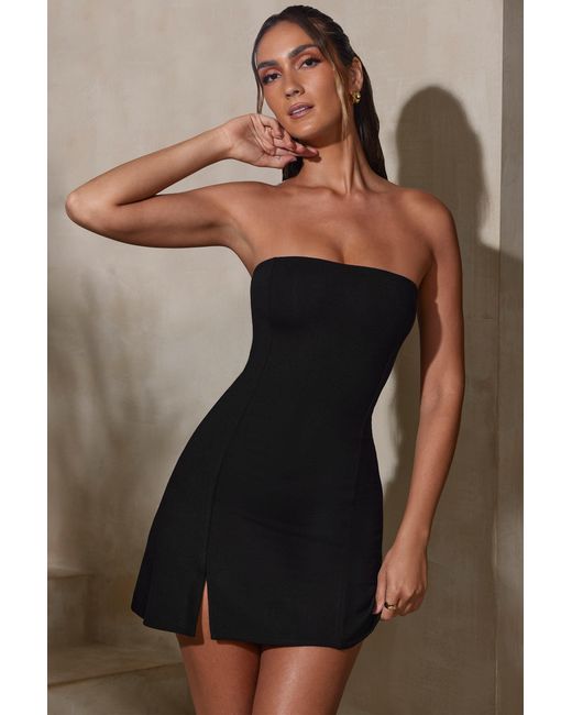 Oh Polly Black Bandeau Neckline Mini Dress
