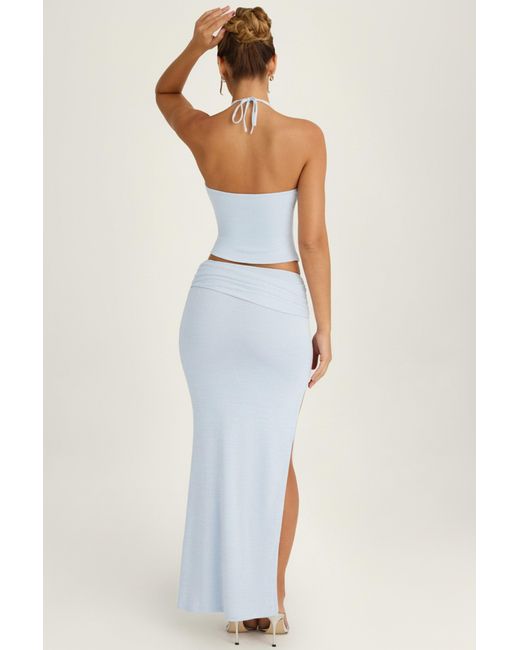 Oh Polly Blue Ruched Maxi Skirt