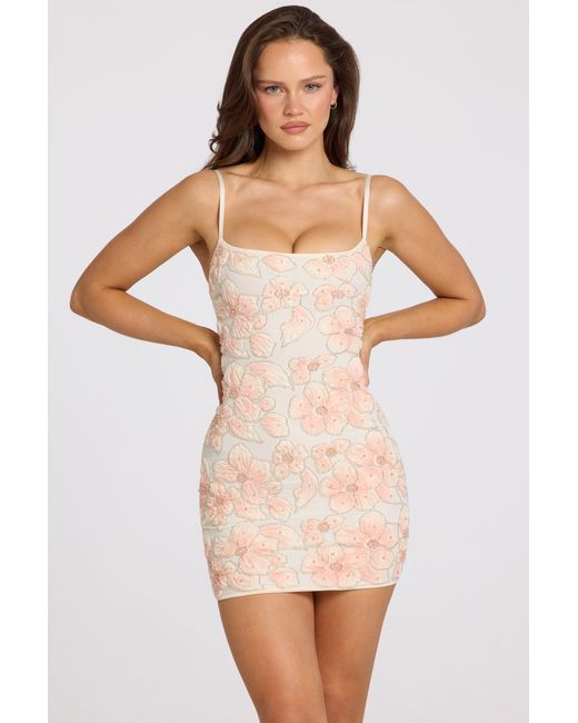 Oh Polly Orange Embellished Square-Neck Mini Dress