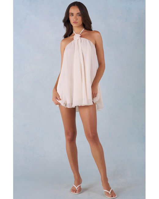 Oh Polly White Halterneck Babydoll Mini Dress