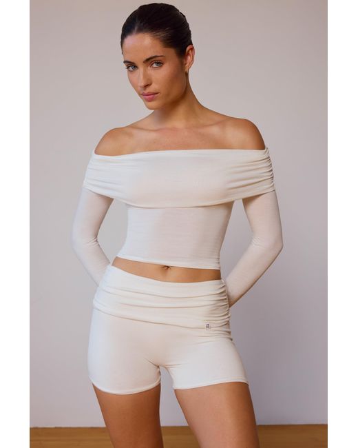 BO+TEE White Fold-Over Mini Shorts