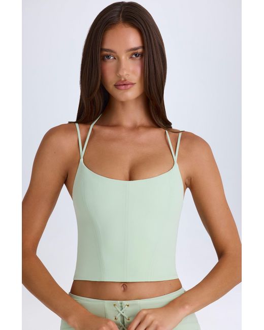 Oh Polly Green Strappy Halterneck Corset Top
