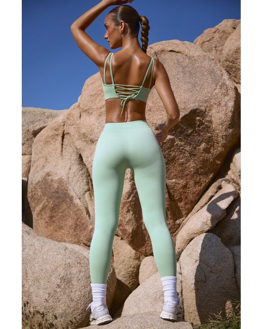 BO+TEE Green High Waist Flexirib Leggings