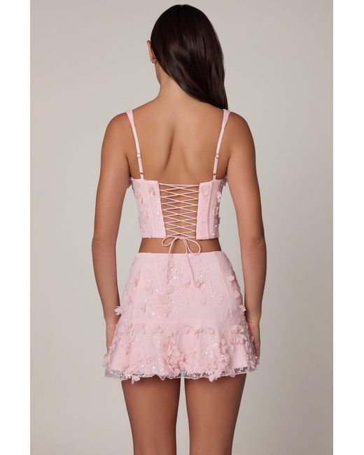 Oh Polly Pink Embellished Mid-Rise A-Line Mini Skirt