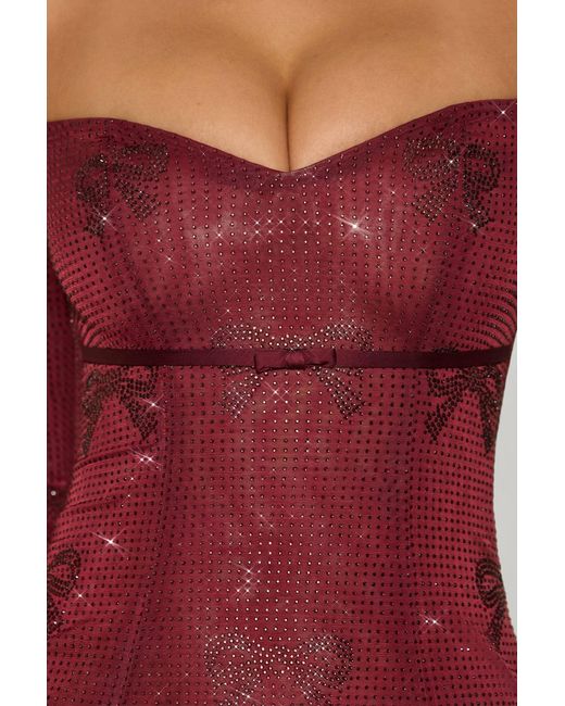 Oh Polly Red Embellished Sweetheart A-Line Mini Dress