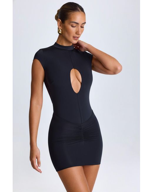 Oh Polly Black Ruched Mini Skirt