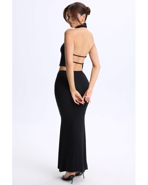 Oh Polly Black Modal Low-Rise Maxi Skirt
