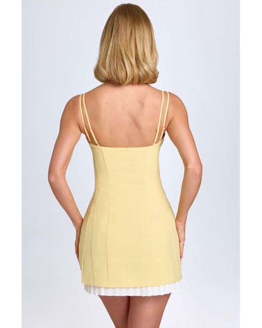 Oh Polly Yellow Bow-Detail Pleated Mini Dress