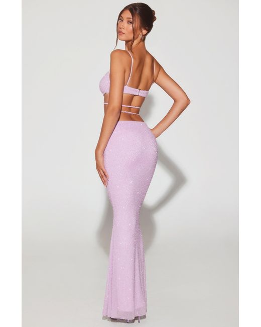 Oh Polly Purple Embellished Strappy Maxi Skirt