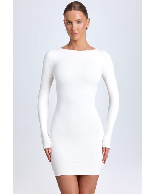 Oh Polly White Modal Open-Back Bodycon Mini Dress