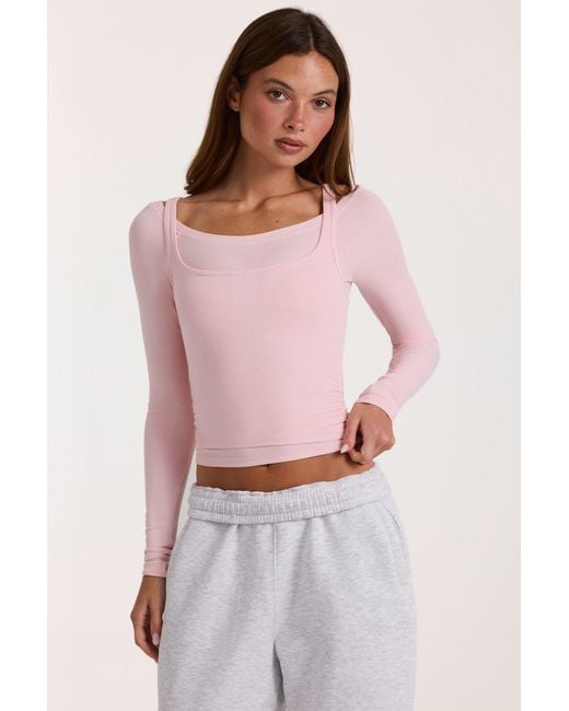 BO+TEE Pink Buttercloud Layered Top