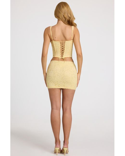 Oh Polly Yellow Lace Mini Skirt