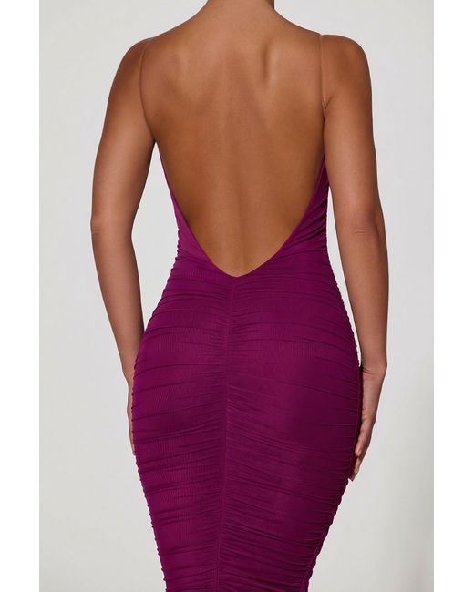 Oh Polly Purple Ruched Backless Bodycon Midaxi Dress