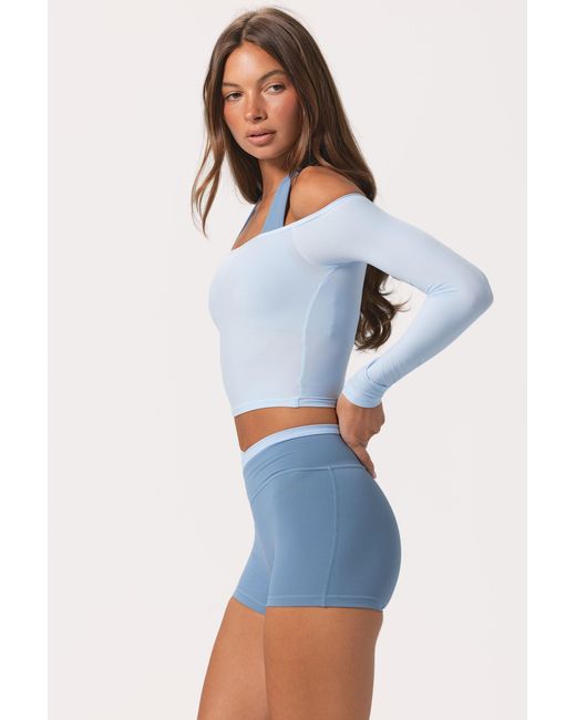 BO+TEE Blue Soft Jersey Off-Shoulder Top