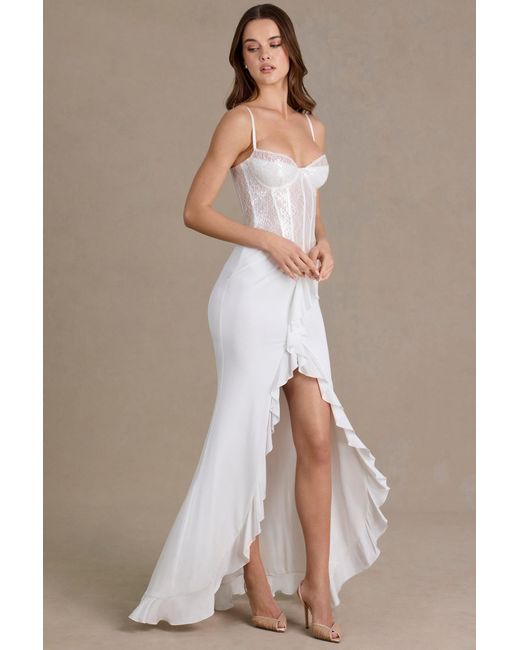 Oh Polly White Embellished Lace Corset Gown