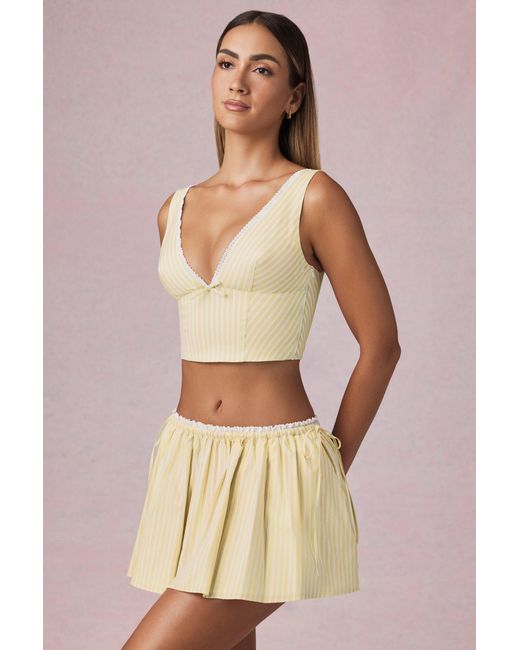Oh Polly Yellow Ruched Drawstring Mini Skirt