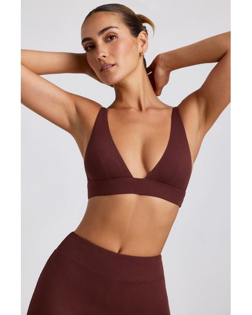 Oh Polly Brown Ribbed Modal Triangle Bralette
