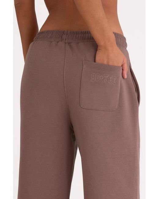 BO+TEE Brown Brushed Jersey Wide-Leg Joggers