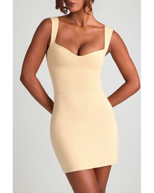 Oh Polly Natural Modal Sweetheart Neckline Bodycon Mini Dress