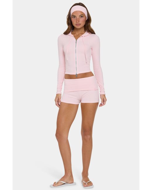 BO+TEE Pink Ribbed Jersey Mini Shorts