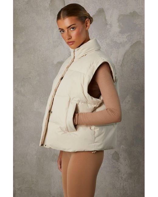 BO+TEE Natural Cropped Puffer Jacket With Detachable Sleeves