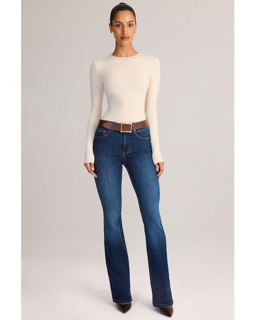Oh Polly Blue Denim Mid-Rise Flared Jeans