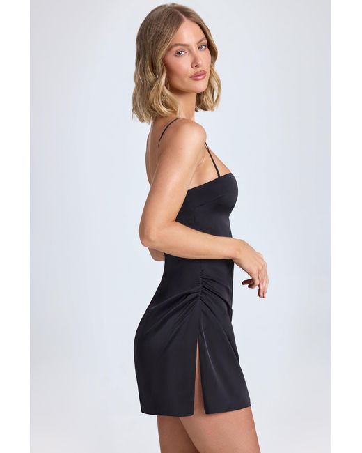 Oh Polly Black Draped A-Line Mini Dress