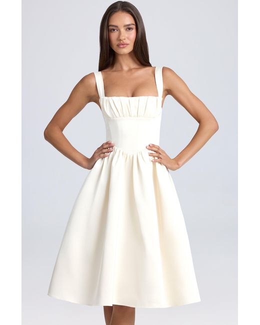 Oh Polly White Draped Corset Midaxi Dress
