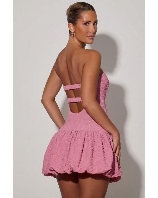 Oh Polly Pink Cut-Out Bubble Hem Corset Mini Dress