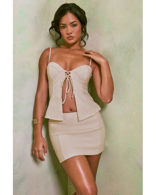 Oh Polly White Mid Rise Linen Mini Skirt