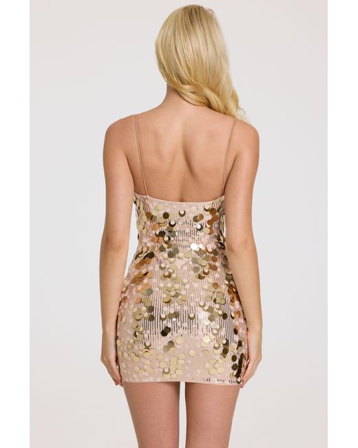 Oh Polly Metallic Embellished Mini Dress