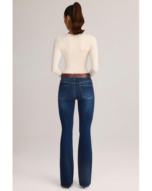 Oh Polly Blue Denim Mid-Rise Flared Jeans