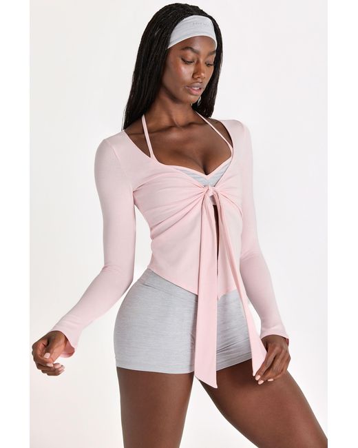 BO+TEE Pink Buttercloud Tie-Front Top