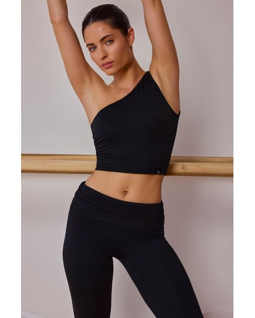 BO+TEE Black One-Shoulder Twisted Tank Top