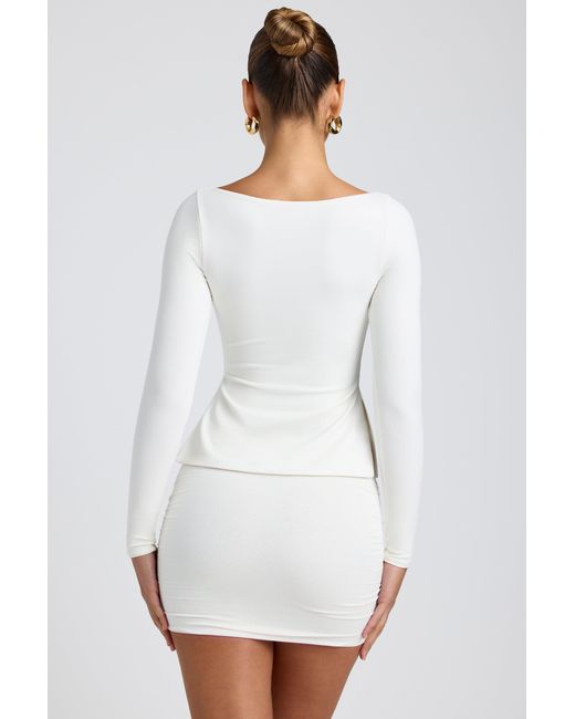 Oh Polly White Modal Sweetheart-Neck Top