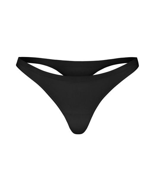 Oh Polly Black Seamless Knit Thong