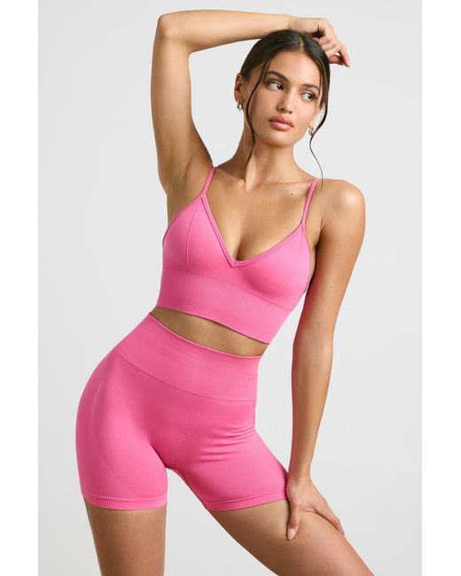 BO+TEE Pink Define Luxe High-Waist Mini Shorts