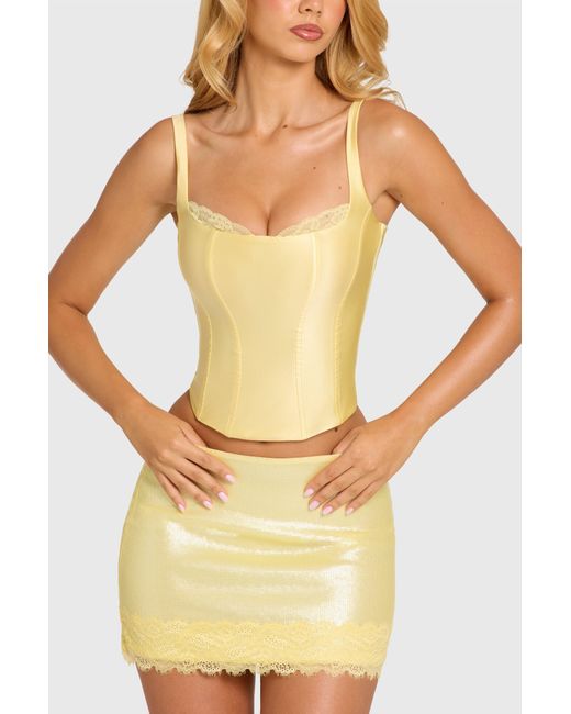 Oh Polly Yellow Satin Corset Top