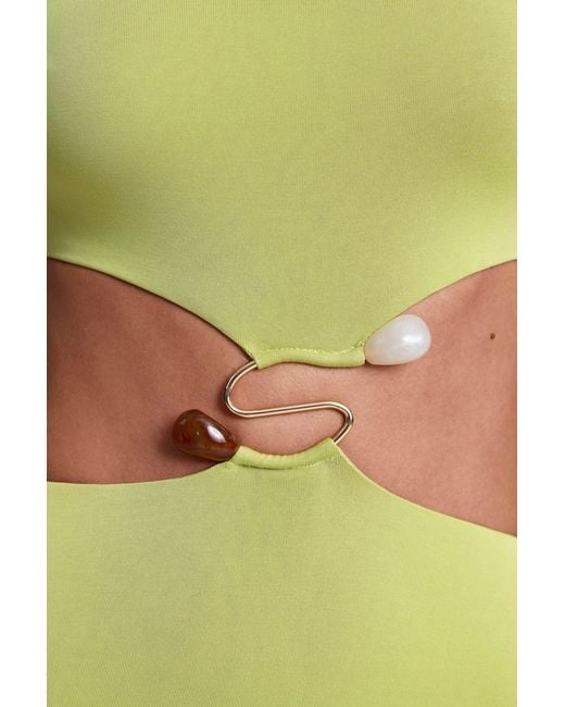 Oh Polly Green Hardware Detail Cut-Out Maxi Dress